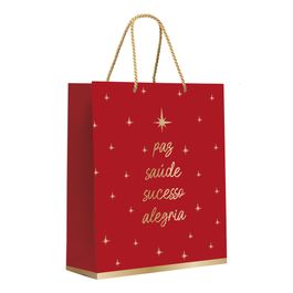Sacola Premium Acabamento Especial Desejos Vermelho e Ouro