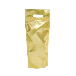 Sacola Laminada Metalizada Com Zíper Dourado