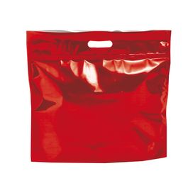 Sacola Laminada Metalizada Com Zíper Liso Vermelho