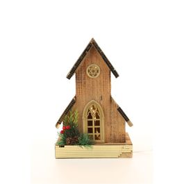 Casinha Decorativa Com Led Marrom / Dourado