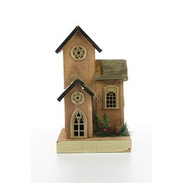 Casinha Decorativa Com Led Marrom / Dourado