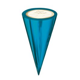 Kit Cone Festa Metalizado Com Etiqueta Liso Azul