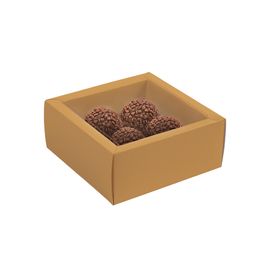 Caixas Para 4 Brigadeiros E Bombons Com Tampa De Acetato Collection Cores Caramelo
