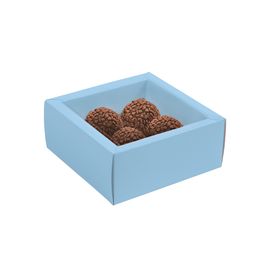 Caixas Para 4 Brigadeiros E Bombons Com Tampa De Acetato Collection Cores Azure