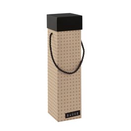 Caixa Vinho Com Alça Rattan Preto / Branco / Pardo