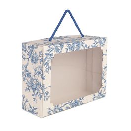 Cesta Na Caixa Com Visor E Alça Versalhes Azul E Marfim