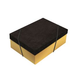 Caixa Retangular Com Tampa Velvet Preto e Ouro