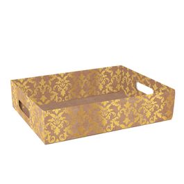 Cesta Bandeja Elite Arabesque Kraft Ouro e Pardo