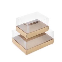 Cesta Com Tampa De Acetato Kraft Pardo
