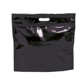 Sacola Laminada Metalizada Com Zíper Liso Preto