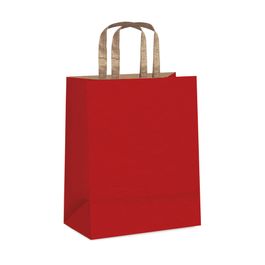 Sacola De Papel Com Alça Chata Liso Vermelho
