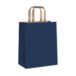Sacola De Papel Com Alça Chata Liso Azul