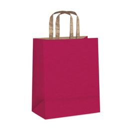 Sacola De Papel Com Alça Chata Liso Pink