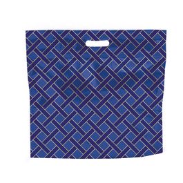 Sacola Laminada Metalizada Com Zíper Quadrati Azul / Ouro