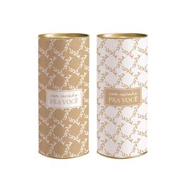 Lata Para Presente Rígida Rami Composê Branco / Pardo