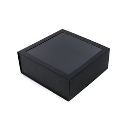 Caixa Rígida Dobrável Quadrada Com Ima E Visor Liso Preto