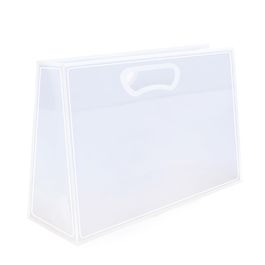 Sacola PP Horizontal Alça Plana Fosca Incolor e Branco