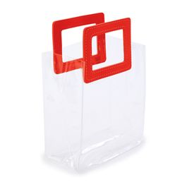Sacola Pvc Alça Retangular Incolor e Vermelho