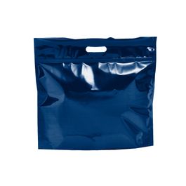 Sacola Laminada Metalizada Com Zíper Liso Azul