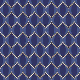 Saco Para Presente Metal Waves Azul E Ouro