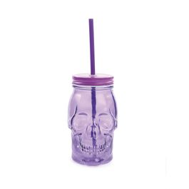 Copo com Canudo Caveira Roxo