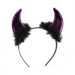 Tiara Chifre Plumas Roxo