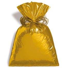Saco Adesivado para Presente Metal Liso Dourado