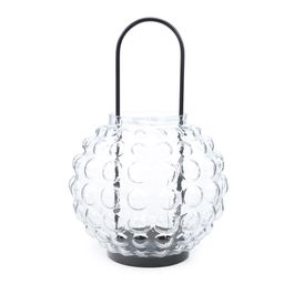 Lanterna Com Alça E Porta Vela Metal Preto / Incolor