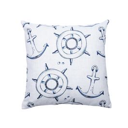 Capa Para Almofada Estampada Poliéster Azul / Branco