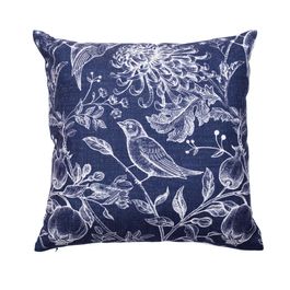 Capa Para Almofada Estampada Poliéster Azul / Branco
