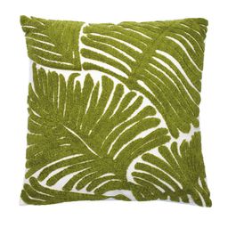 Capa Para Almofada Texturizada Poliéster Verde / Branco