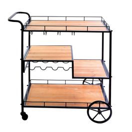 Carrinho De Chá Ferro Madeira / Preto Fosco