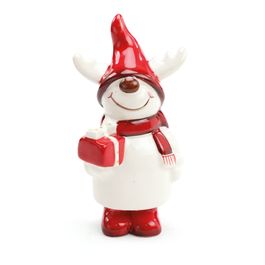 Rena Com  Gorro E Cachecol Branco Vermelho e Marrom