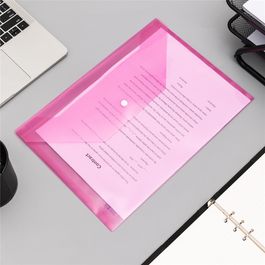 Pasta Documento A4 com botão  - Espessura 0,12mm - Rosa