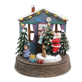 Cenário Casa Noel C/Luz,Movimento Clr 16Cm 3Aa