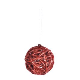 Bola Rattan Com Glitter Vermelho