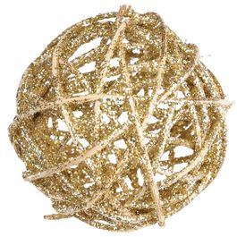 Bola Rattan Com Glitter Ouro