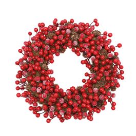 Guirlanda Com Frutas E Pinhas Vermelho e Marrom