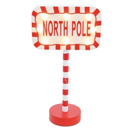 Placa Decorativo North Pole Com Led Vermelho 2Aaa