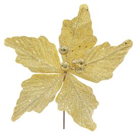 Poinsétia Com Glitter Ouro