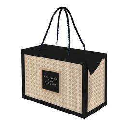 Caixa Com Alça Prime Rattan Preto / Branco / Pardo