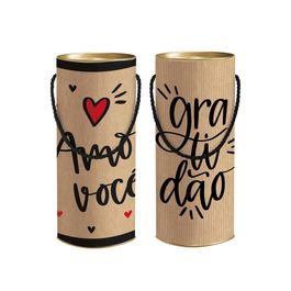 Lata para Presente Com Alça Lettering Compose Preto / Vermelho