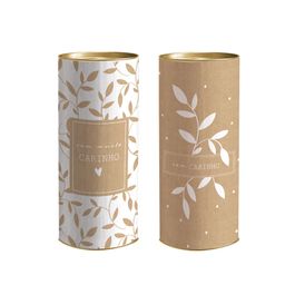 Lata Para Presente Com Alça Composê Terrazzo Branco / Pardo