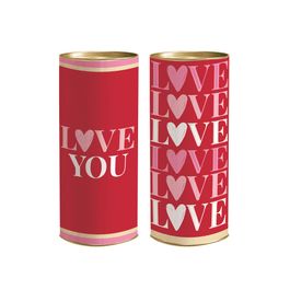 Lata Para Presente Rígida Love You Composê Vermelho / Rosa / Ouro