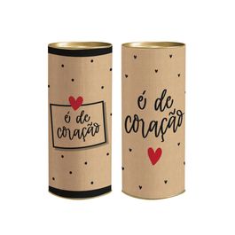 Lata Para Presente Rígida É De Coração Composê Vermelho / Preto