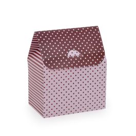 Mini Cx Maleta House Poá Rosa / Marrom PT C/10