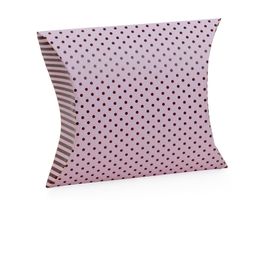 Caixa Almofada Poá Rosa / Marrom