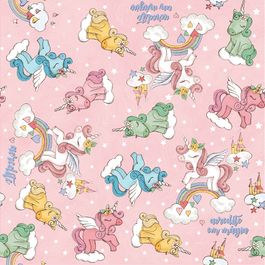 Saco para Presente Perol Unicórnios Rosa