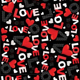 Saco Para Presente Metal Mix Love Preto, Vermelho E Branco