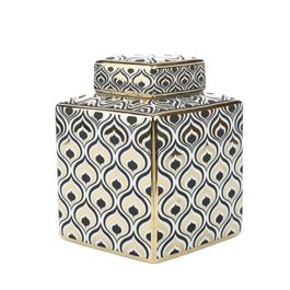 Potiche Porcelana Grafite/Dourado